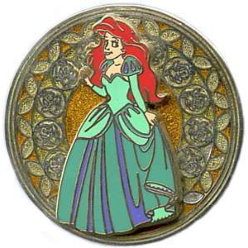 Disney Princess Ariel Little Mermaid Flounder Stained Glass Circle Pin 20373 WDW
